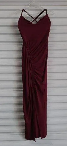 Women's Dress Size Small Burgundy Stretch Cocktail Party Dress Night Out Strappy thumbnail 1