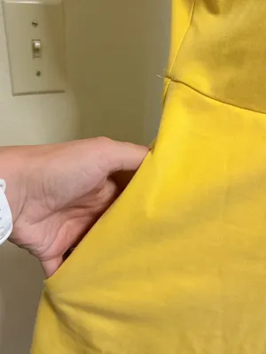 New York & company medium Yellow Cap-Sleeve Lattice-Back Fit & Flare Dress thumbnail 3