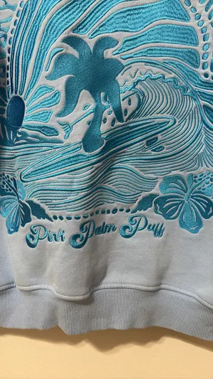 Pink Palm Puff Hoodie Blue thumbnail 5