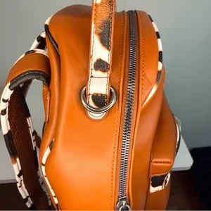Wrangler Cognac Faux Leather Mini Backpack with Black & White Trim thumbnail 7