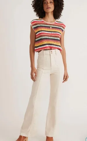 Marine Layer Archive Flare Jeans in Ecru White Size 4 NWT thumbnail 4