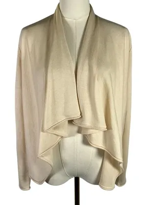 Ralph Lauren Womens‎ Drape Open Front Cardigan Sweater Knitwear Cream Luxury thumbnail 1