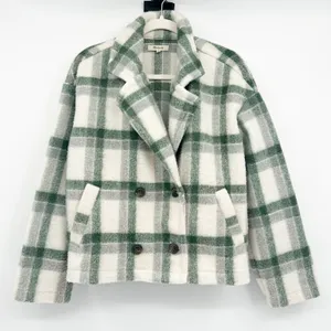 Madewell Womens Plaid Double Breasted Dasani Blazer Fleece Jacket Size S Green‎ thumbnail 3