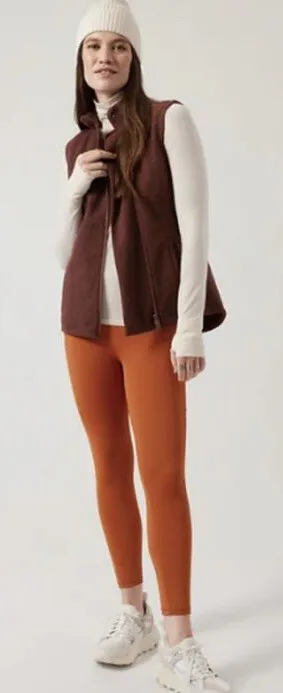 Athleta Stroll Fleece Moto Vest size‎ xs Rust Orange thumbnail 1