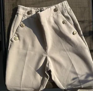 Zara Cream Dress Pants with Decorative Gold Buttons thumbnail 3