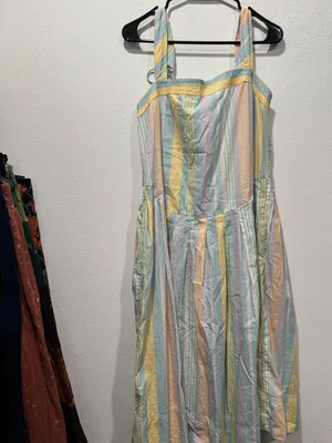 Free People Primavera Stripe Cotton Midi Dress Pastel Combo M thumbnail 3