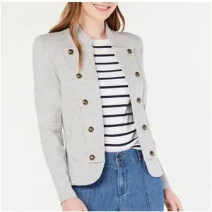 Tommy Hilfiger Gray Military Jacket Button Front Pockets Short Coat Size L/G thumbnail 2