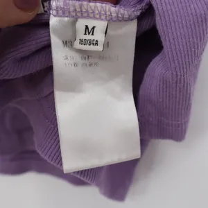 Purple Asymmetrical Neckline Button Front Ribbed Short Sleeve Top Medium thumbnail 2