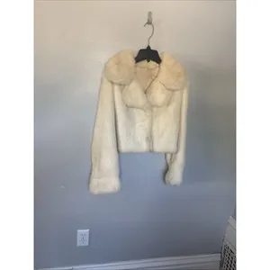 Vintage Cream Genuine Rabbit Fur Jacket Size Small thumbnail 2