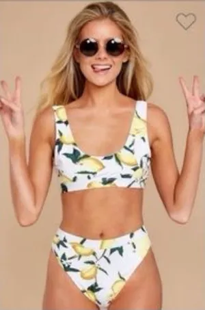 Dippin’ Daisy Lemon Triangle Cheeky Bikini Set- Size Large thumbnail 1
