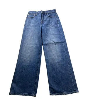 Madewell Slim Wide Leg Crop Jeans Womens 28 High Rise Raw Hem Medium Wash thumbnail 1