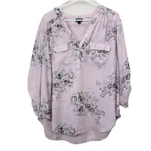 Torrid Harper Pink Floral Georgette 3/4 Sleeve Pullover Blouse Size 1X‎ Office thumbnail 2