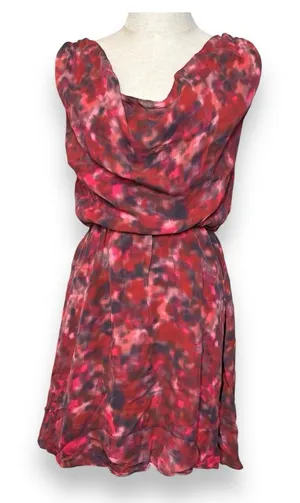 Alice + Olivia‎ Multi-Color Red Silk Cowl Neck Sleeveless Vacation Dress Size S thumbnail 1