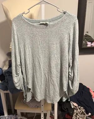 Light blue Long-Sleeve Ruched-Sleeve Women's Sweater thumbnail 1