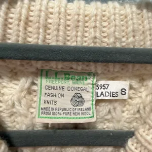 LL‎ Bean Vintage Fisherman Sweater Womens Small Cream Wool Cable Knit Ireland thumbnail 4