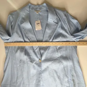 NWT J Jill Love‎ Linen Skyline Blue Blazer Jacket Size XL Coastal Office Capsule thumbnail 10
