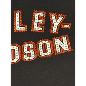 Harley-Davidson Rhinestone Logo Black Short Sleeve Tee Women's Large thumbnail 3