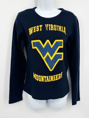 West Virginia Mountaineers Blue Long Sleeve Thermal Shirt Size Medium thumbnail 1