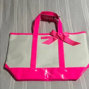 Juicy Couture Neon Pink and Cream Tote thumbnail 1