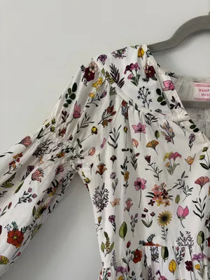 Tuckernuck Hampton House Ivory Floral Botanical Long Sleeve Boho Mini Dress XS thumbnail 5