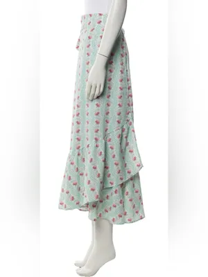 Hill House Sage Green Floral Maxi Skirt thumbnail 3