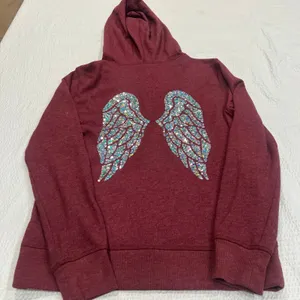 VS PINK BLING shimmer sequins angel wings zip up hooded sweater XS women thumbnail 1