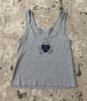 John Galt Gray Sweet As Heaven Ribbed Tank Top One Size thumbnail 1