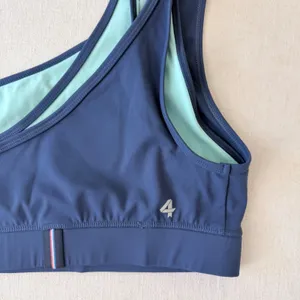 Fourlaps Sports Bra Womens Medium Navy Blue One Shoulder Double Strap Activewear thumbnail 9