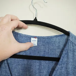 Old Navy Women's Blue Linen Blend Button Front V-Neck Short Sleeve Midi Dress thumbnail 4