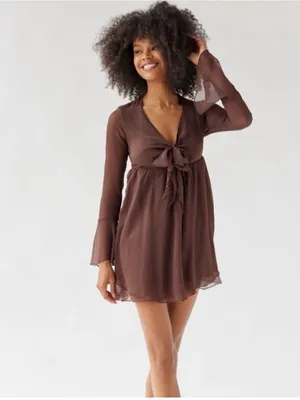 Urban Outfitters Kiki Tie-Front Mini Dress thumbnail 2
