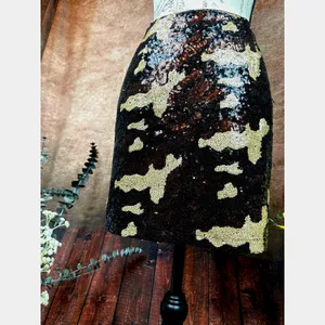 Three Eighty Two Sequined Camouflage Mini Skirt Brown Multi size S thumbnail 7