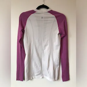 lululemon White and Purple Swiftly Tech Long-Sleeve Shirt Size 6 thumbnail 6