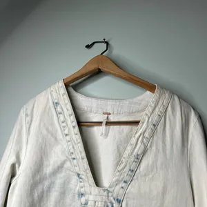 Free People Denim Long Sleeve Light‎ Wash Top S/P thumbnail 5
