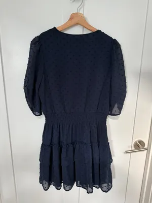 Altar'd State Navy Swiss Dot Surplice Mini Dress thumbnail 5