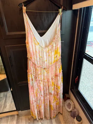 Free People Julianna Maxi Dress M Misty Combo Floral Tiered Boho Ruffle fairy thumbnail 3