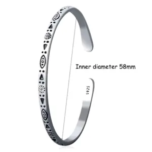 NEW Engraved 925‎ Sterling Silver Adjustable Cuff Bracelet thumbnail 6