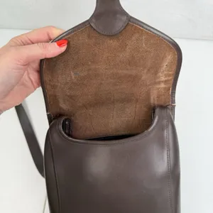 Vintage 70s Crossbody Bag Leather Brown Basic‎ Flap Purse Handbag Pocketbook thumbnail 8