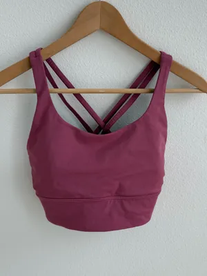 Lululemon Energy Bra Longline Pink Mauve Size 6 Strappy Crossback Sports Bra thumbnail 2
