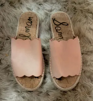 Sam Edelman Blush Scalloped Cork Slide Sandals thumbnail 1