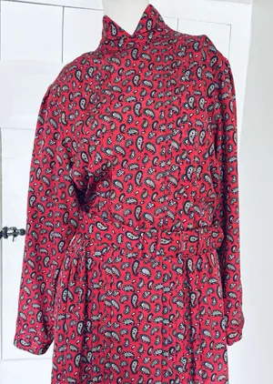 Vintage Talbots Paisley Maxi Dress Prairiecore Cottagecore Long Sleeve Womens 12 thumbnail 1