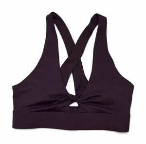 Fabletics Plum Purple Twist Front Cross Back Sports Bra Womens Medium thumbnail 1