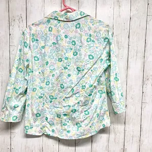 Vintage Cappagallo Shirt Women Sz Medium Floral Collared Button Down 3/4 Sleeve‎ thumbnail 6