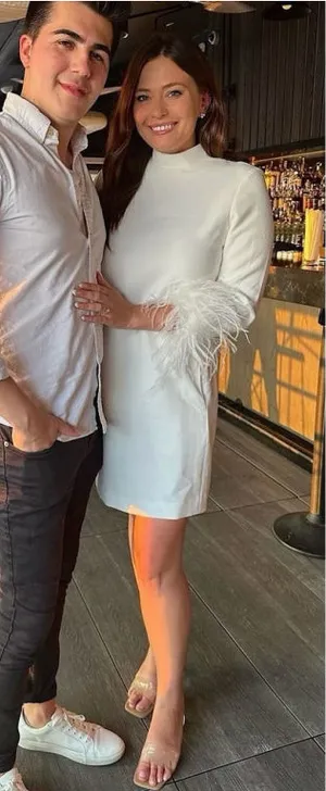 Tuckernuck Women's White Feather Cuff Shift Ellie Mini Dress 2XL Wedding Bridal thumbnail 1