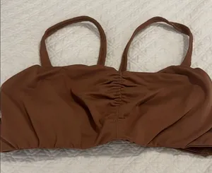 Brown Ruched Bikini Top by Free People Movement thumbnail 1