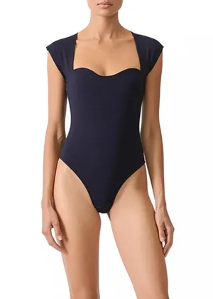 NEW Abercrombie & Fitch Black Nylon Sweetheart Cap Sleeve Bodysuit Top Size XS thumbnail 2