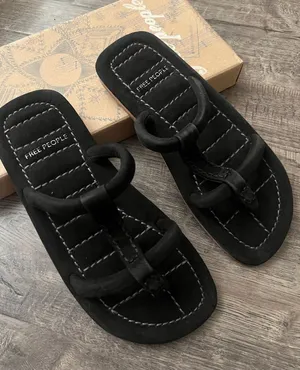 Free People Black Suede Double-Ring Slide Sandals thumbnail 1