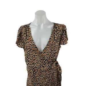 Free People Gorgeous Jess Multicolor Leopard Print Maxi A-Line Wrap Dress Sz S/P thumbnail 2