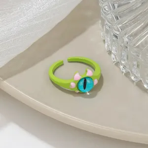 Cute Quirky Green Monster Design Cuff Ring Gothic Punk Style‎ thumbnail 3