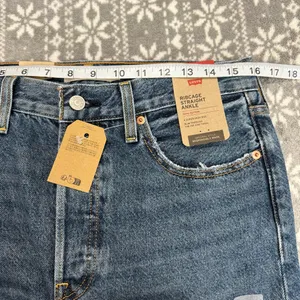 NWT Levis Ribcage Straight Ankle Jean Distressed Blue‎ 30 × 27 Minimal Grunge thumbnail 11