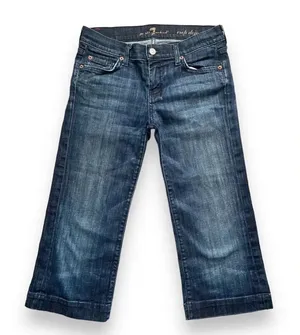 7 For All Mankind Dojo Crop Dark Wash Flare Jeans thumbnail 1